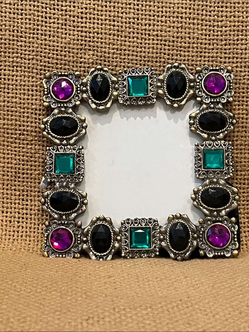 Bejeweled Square Accent Picture Frame in Black, Emerald and Fuchsia